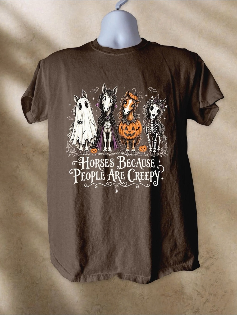 Halloween Horses Graphic Tee - Brown